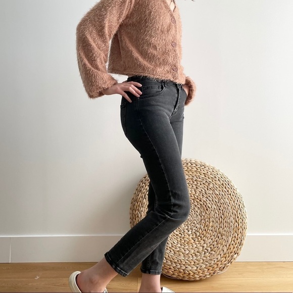 WASHED  BLACK ANLKE BERSHKA JEANS - 2 - Picture 7 of 17